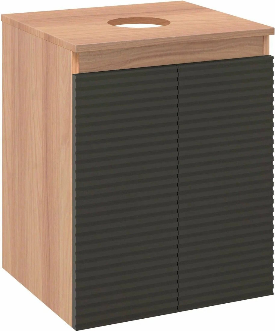 

Runo Тумба под умывальник Соренто 50 Тренто 50 горизонталь (подвесная, крафтовый дуб/графит)