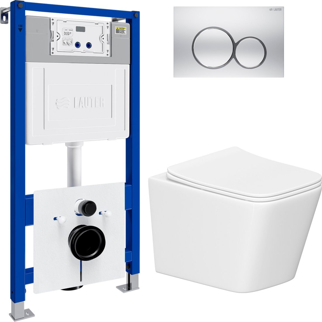 

Унитаз подвесной Lauter Square 214903 с кнопкой 219703E (круглая, сатин)