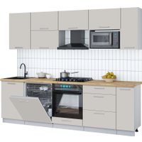 Готовая кухня Интерлиния Мила Gloss 2.6-ПМ2 (кашемир/кашемир/дуб бунратти)