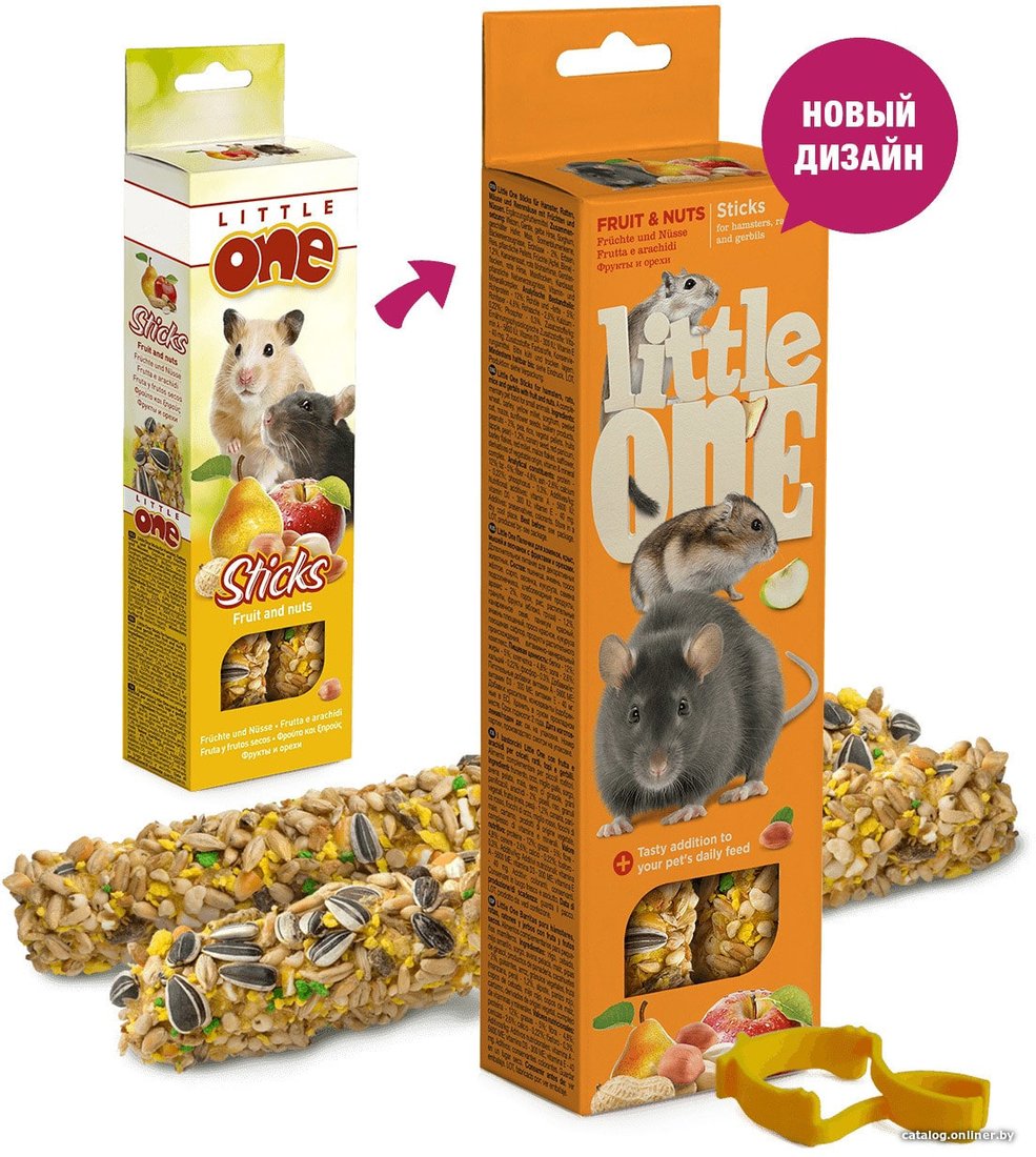 Лакомство для грызунов Little One Палочки с фруктами и орехами 2х60 г