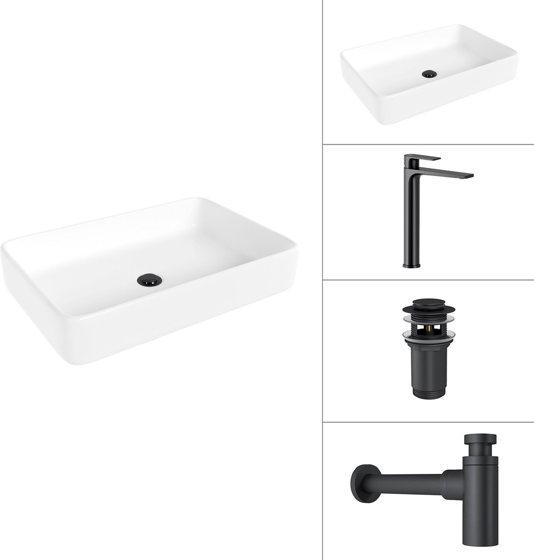 

Умывальник Lauter 21842 + Reef 21CK8678BS + сифон 21635B + дон.клапан 21190B (черный матовый)