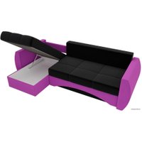 Угловой диван Лига диванов Сатурн 101058 (левый, микровельвет, черный/фиолетовый)