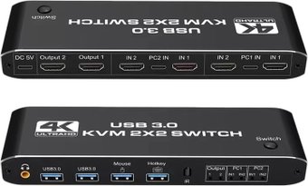KVM переключатель USBTOP 2х2 HDMI 4K USB3.0