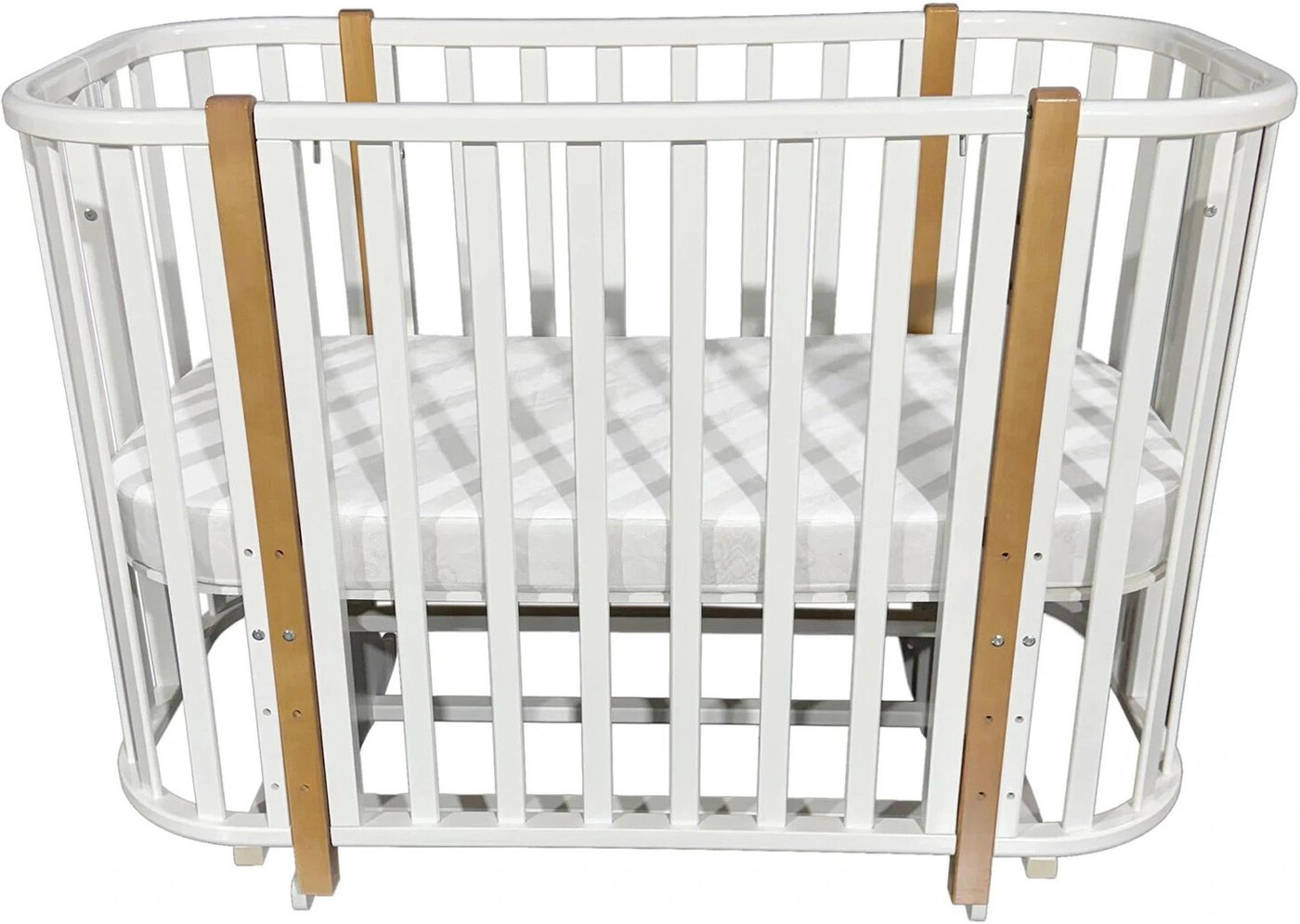 

Классическая детская кроватка Антел Esenia поперечный маятник + колеса (белый/бук)