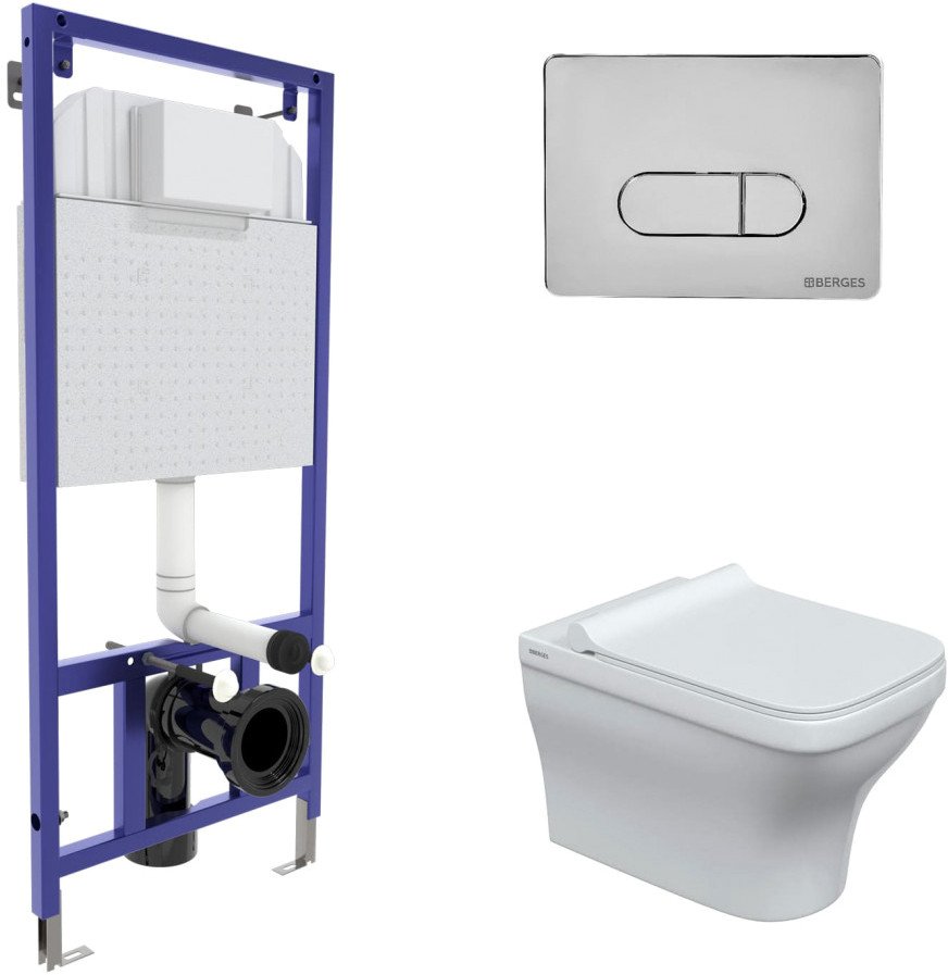

Унитаз подвесной Berges Wasserhaus Strati Rimless + Strati Slim SO + Novum 525 + D3 042450