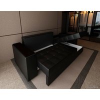 Угловой диван Настоящая мебель Константин с декором (нез пружинный бл, вельвет/экокожа, черный)