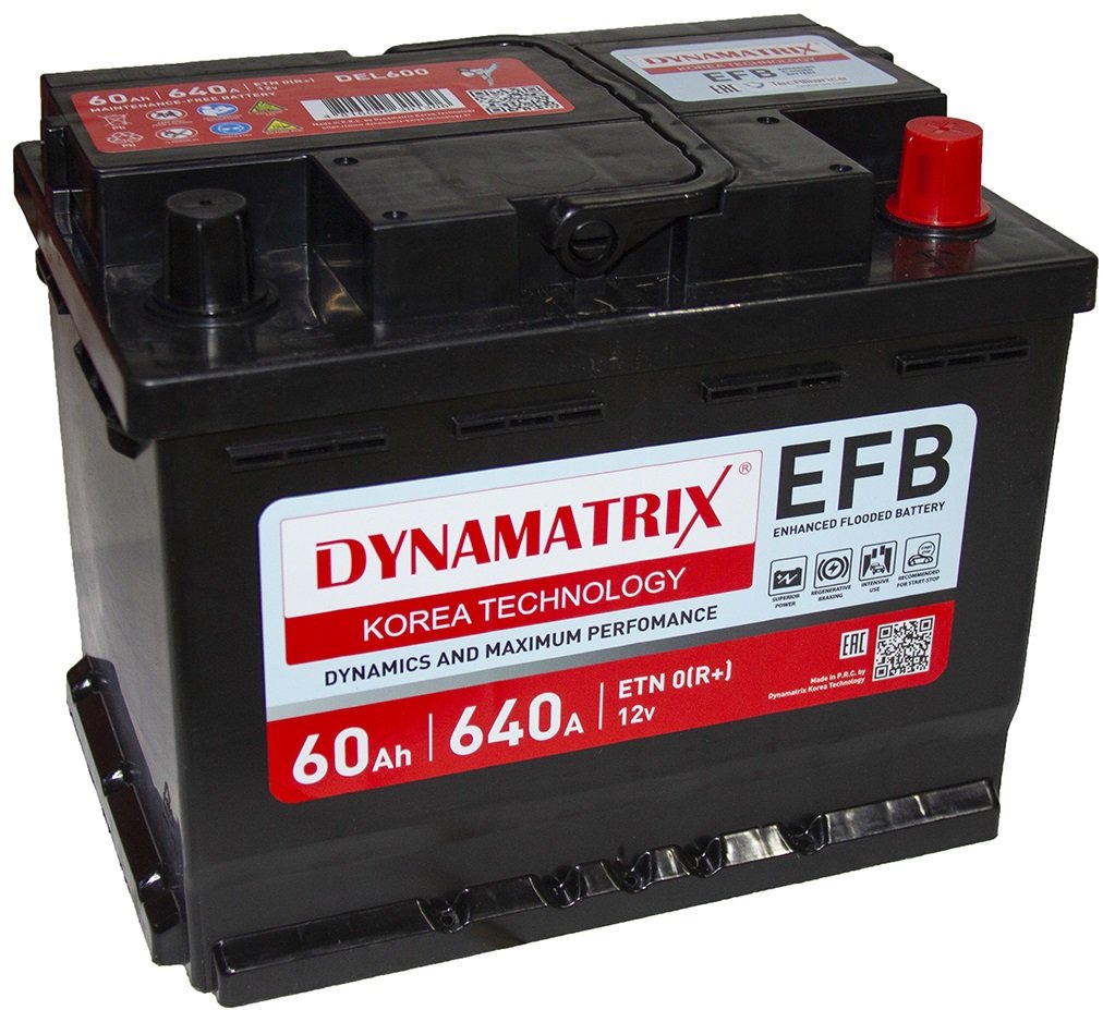 

Автомобильный аккумулятор Dynamatrix EFB R+ (60 А·ч)