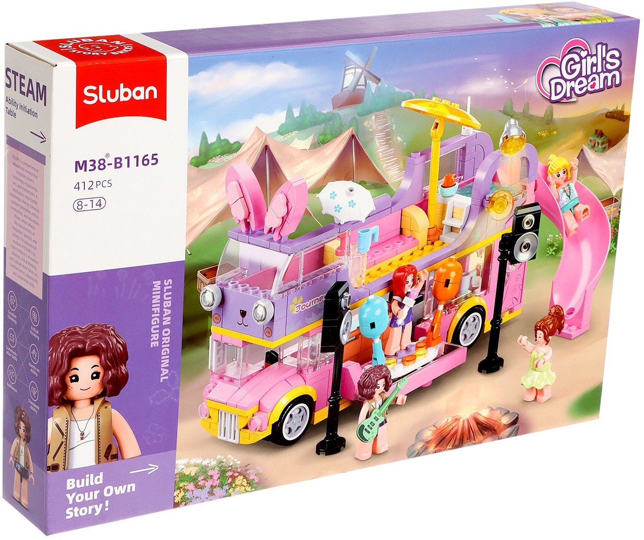 

Конструктор Sluban Розовая мечта. Мультимедийный автобус M38-B1165 9619164 (412эл)