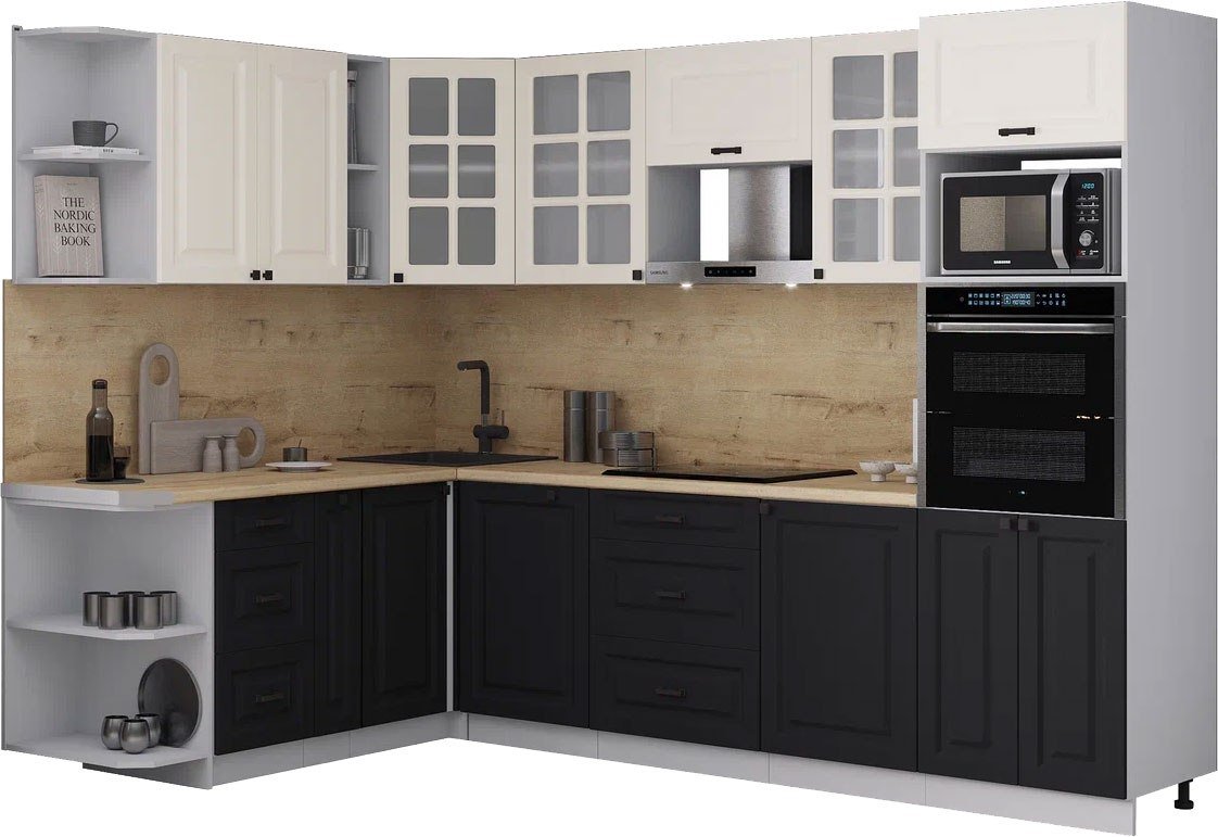 

Готовая кухня Интерлиния Мила Деко 1.88x2.8 LV (черный/белый/дуб бунратти)