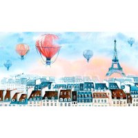 Фотообои ФабрикаФресок Живопись. Акварельный Разноцветный Париж 1165270 (500x270)