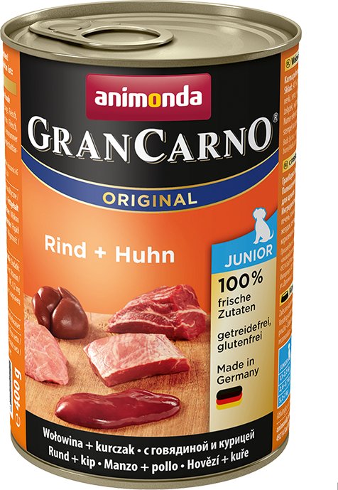 

Консервированный корм для собак Animonda GranCarno Original Junior beef + chicken (Говядина и курица) 0.8 кг