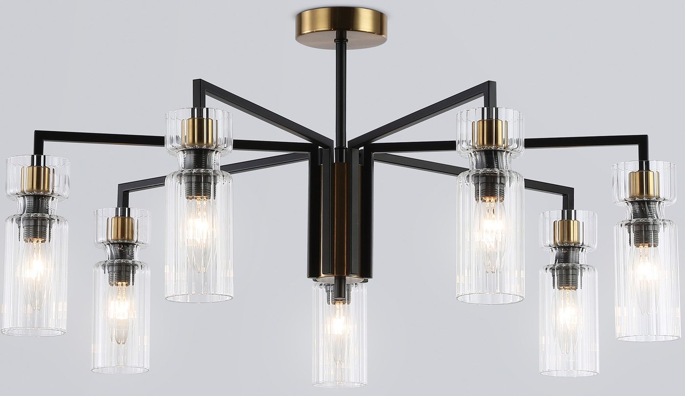 

Подвесная люстра Ambrella LH56115/7 BK/BS/CL (черный/латунь/прозрачный)