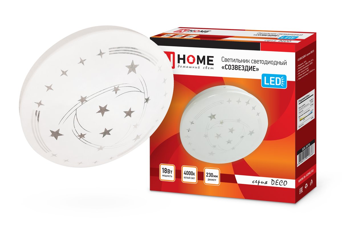 

Светильник-тарелка In Home Deco 18Вт 230В 4000К 1170лм (Созвездие)