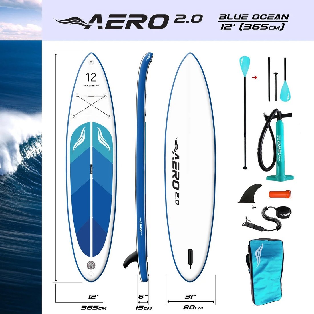 Сапборд AERO 2.0 Blue Ocean 12