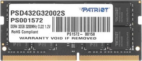 

Оперативная память Patriot Signature Line 32GB DDR4 SODIMM PSD432G32002S