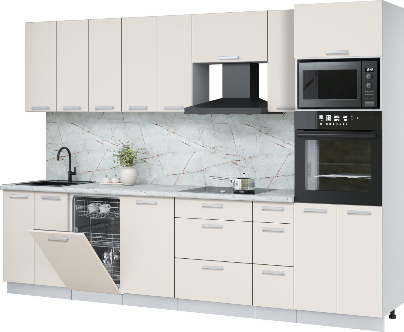 

Готовая кухня Интерлиния Мила Лайт 3.0-ПМ3 (персидский жемчуг/персидский жемчуг/серый каспий)