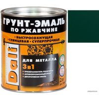 Грунт-эмаль Dali По ржавчине 3 в 1, 2 л (зеленый мох, RAL 6005)