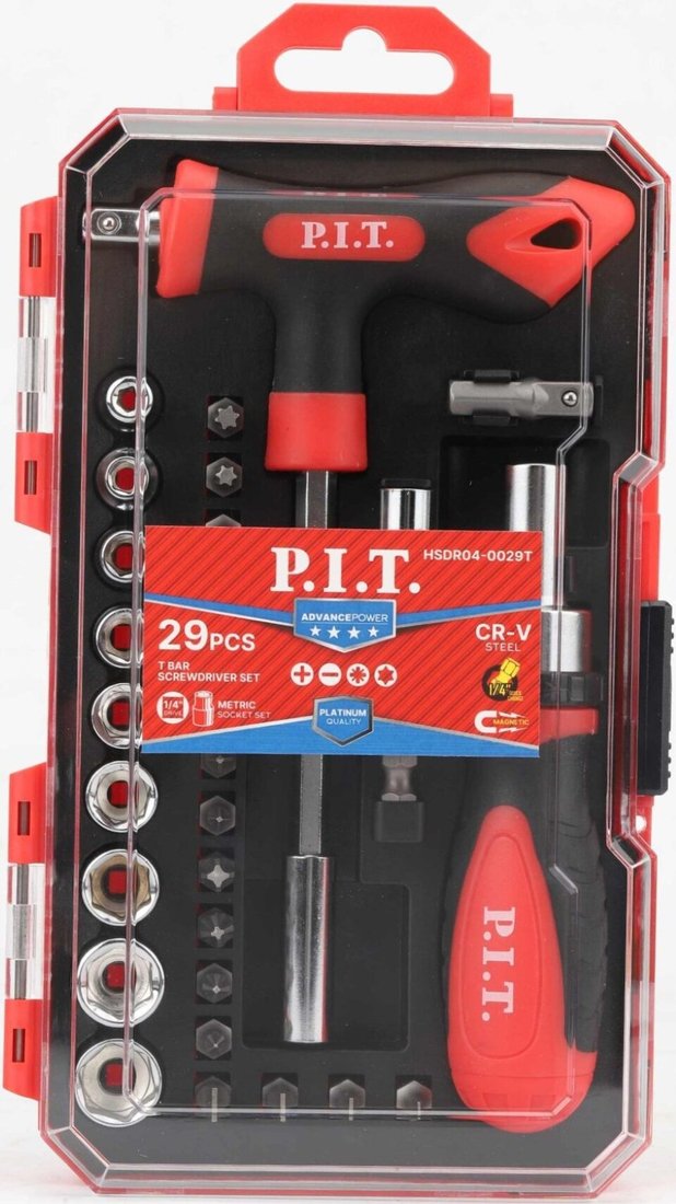 

Набор отвертка с битами и головками P.I.T. Advance HSDR04-0029T (29 предметов)