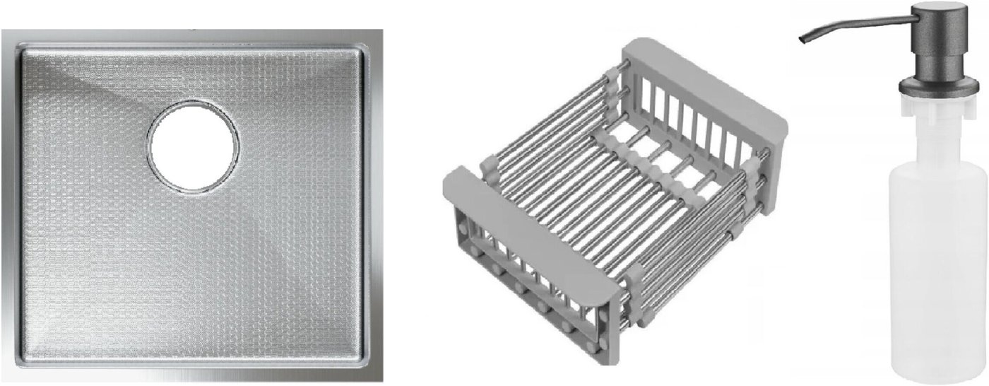 

Кухонная мойка Schtoff Undermount Best Decor Silver 4545 + коландер KR-1 GREY + дозатор SD-1 GREY