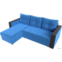 Угловой диван Лига диванов Валенсия Лайт левый (велюр, голубой)