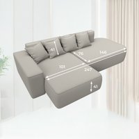 Угловой диван Лига диванов Лига-065 левый 129797L (рогожка амур 02 бежевый)