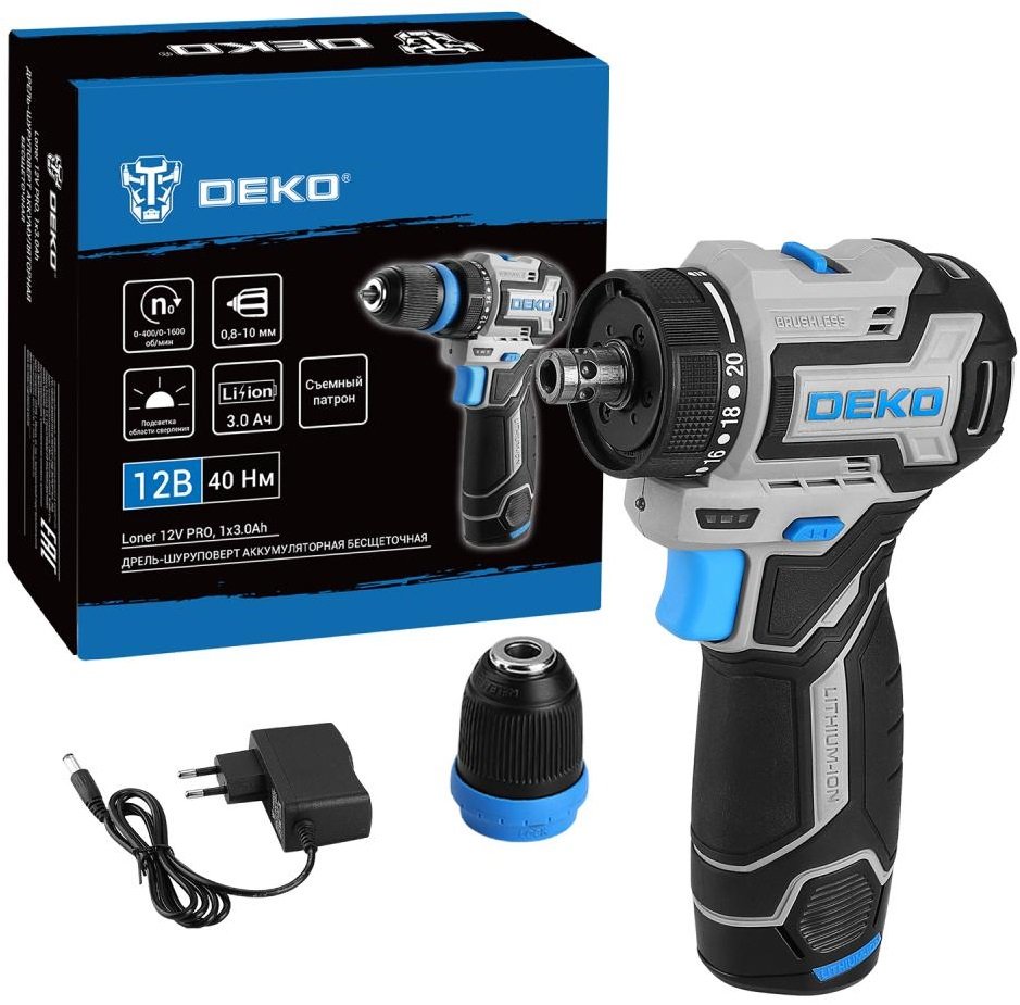 

Дрель-шуруповерт Deko Loner 12V PRO 085-1121 (с 1-им АКБ)