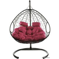 Подвесное кресло M-Group Для двоих 11450202 (коричневый ротанг/бордовая подушка)