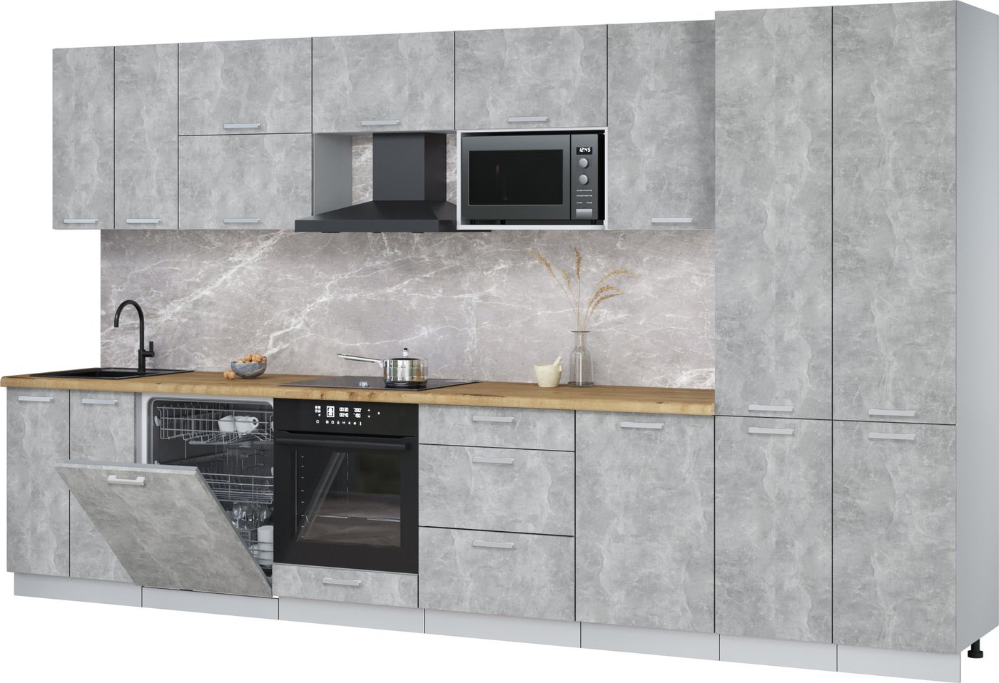 

Готовая кухня Интерлиния Мила Лайт 3.7-ПМ2 (бетон/бетон/дуб бунратти)