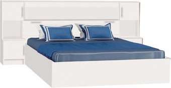 Кровать МДК КР314 160x200/1020x2352x2232 с закроватным модулем (белый)