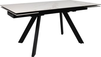 Кухонный стол Аврора Монако New 1600/2240x900 (камень белый Greys White/черный матовый)