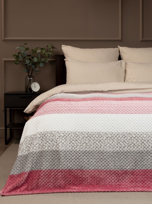 

Плед Tex Republic Deco Lux Полосы Фланель 200x220 90695 (розовый)