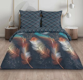 2-спальный комплект постельного белья с евро простыней Milanika Калипсо 2.0сп с евро (поплин)