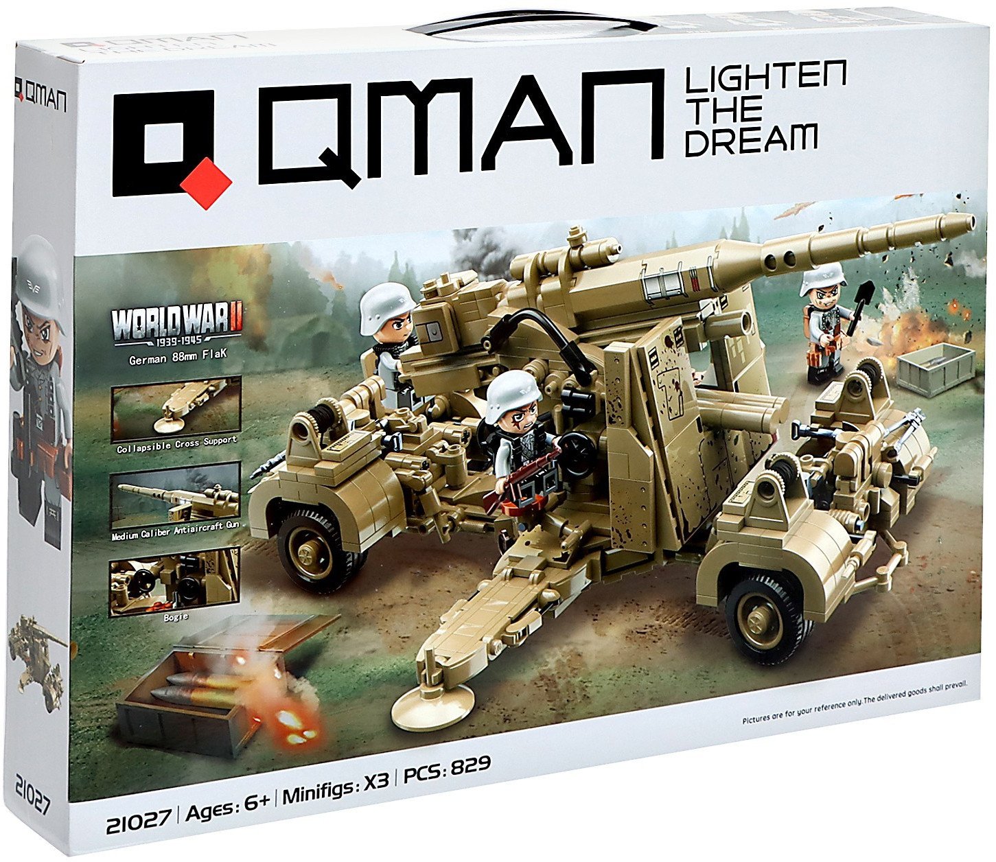 

Конструктор Qman Вторая мировая война. Зенитное орудие 21027 9672995 (829 эл)