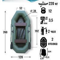 Моторно-гребная лодка Leader Boats Компакт-260 0082200 (зеленый)