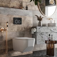 Унитаз подвесной Roxen Boro One Rimless 6 в 1 StounFix Dual Fresh 507542 (кнопка: черный матовый)