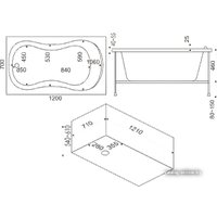 Ванна BAS Кэмерон Стандарт Плюс 120x70 (каркас)