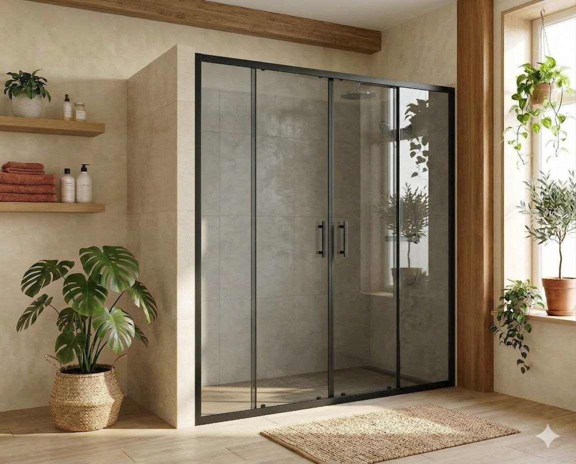 Душевая дверь MaybahGlass 195x200 MGD-1837-6 (графитовое стекло/черный)