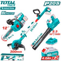  Total TOSLI241189 (цепная пила, триммер, воздуходувка, 2 АКБ)