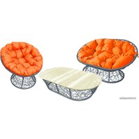 Набор садовой мебели M-Group Мамасан, Папасан и стол 12140307 (серый ротанг/оранжевая подушка)