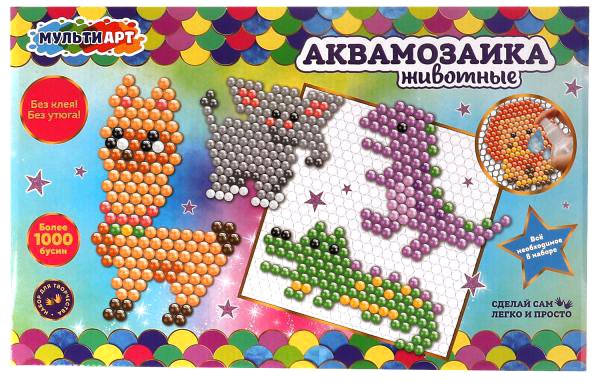

Набор для создания поделок/игрушек MultiArt Аквамозаика Животные ABMA1200-1