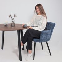 Стул с подлокотниками AksHome Brit (синий велюр TYN997-25/черный)