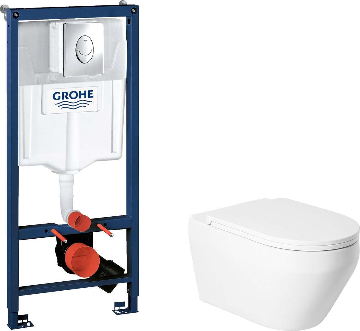 

Унитаз подвесной Saniteco KW-9009W + GROHE Rapid SL 38721001