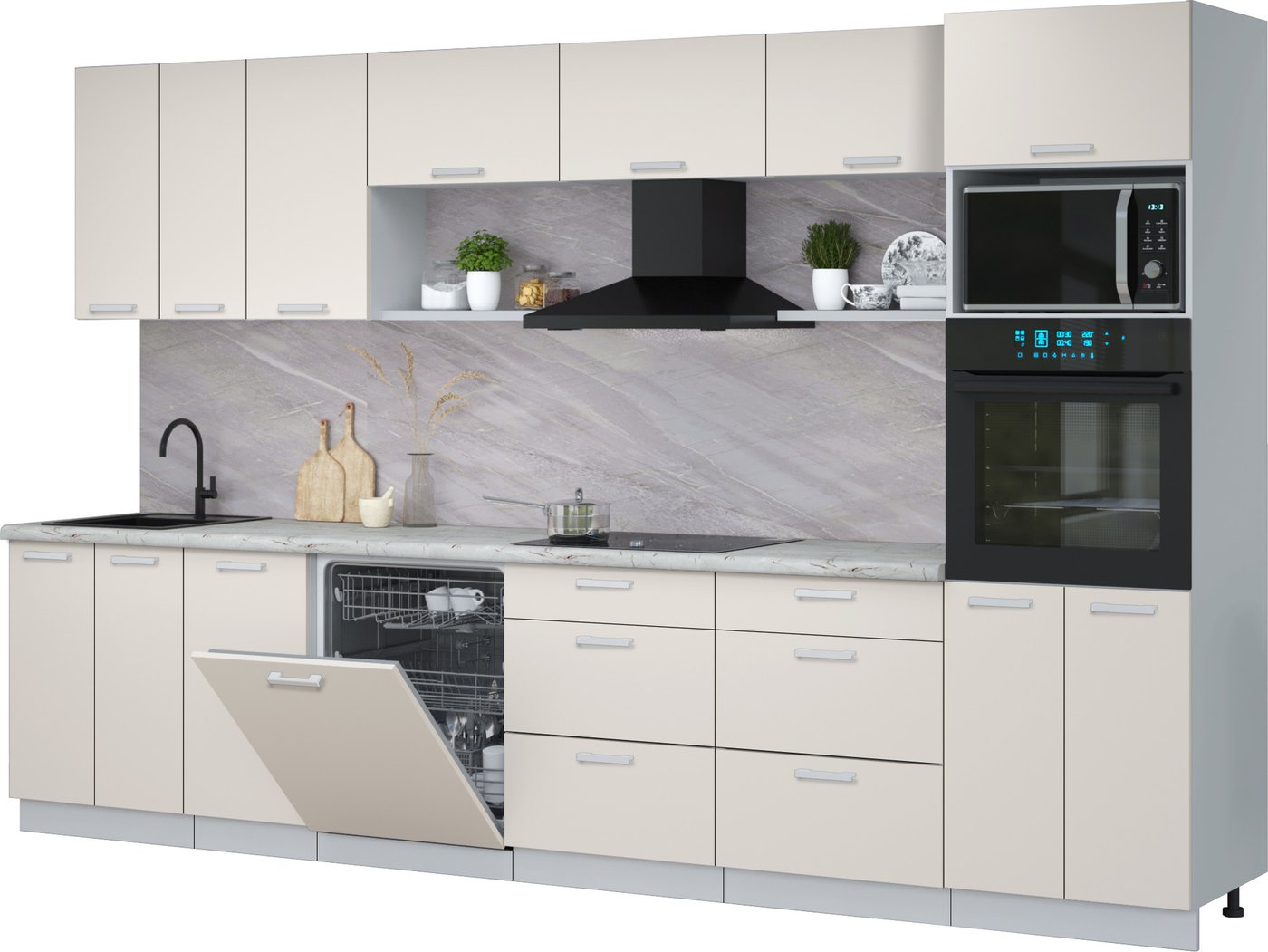 

Готовая кухня Интерлиния Мила Лайт 3.4-ПМ1-2 (персидский жемчуг/персидский жемчуг/серый каспий)