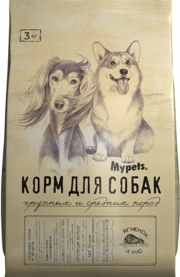 

Сухой корм для собак Mypets Для крупных и средних пород с ягненком и рисом 470193 (3 кг)