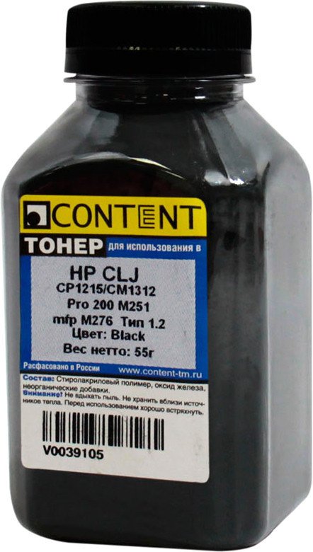 

Тонер Content для HP CLJ CP1215/CM1312/Pro 200 M251/mfp M276 Тип 1.2 55 г