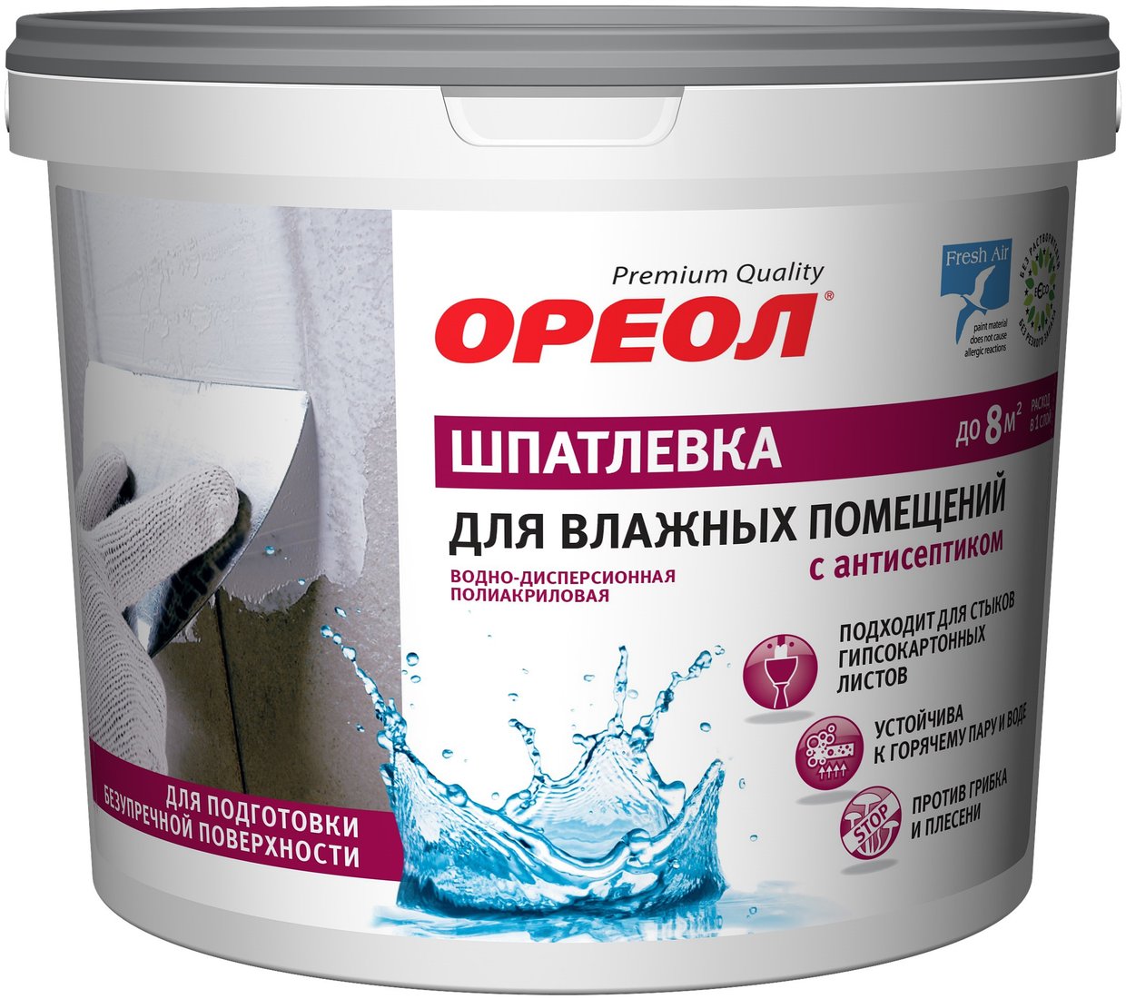 

Шпатлевка Ореол Discont Для влажных помещений с антисептиком 4 кг