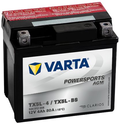 

Мотоциклетный аккумулятор Varta Powersport AGM TX5L-BS 504 012 008 (4 А·ч)