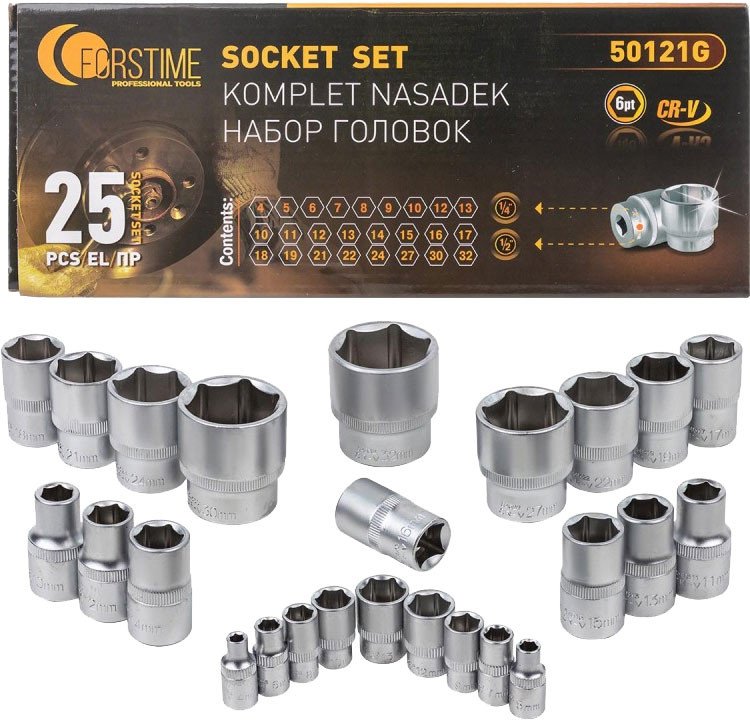 Набор головок слесарных Forstime FT-50121G (57686)