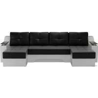 П-образный диван Лига диванов Сенатор 28922 (экокожа, черный/белый)