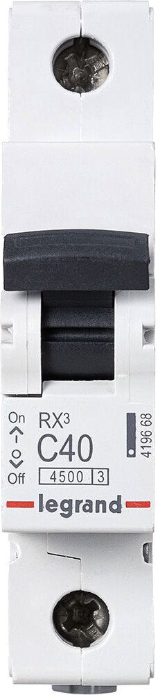 

Выключатель автоматический Legrand RX3 1P C 40A 4.5кА 1M 419668